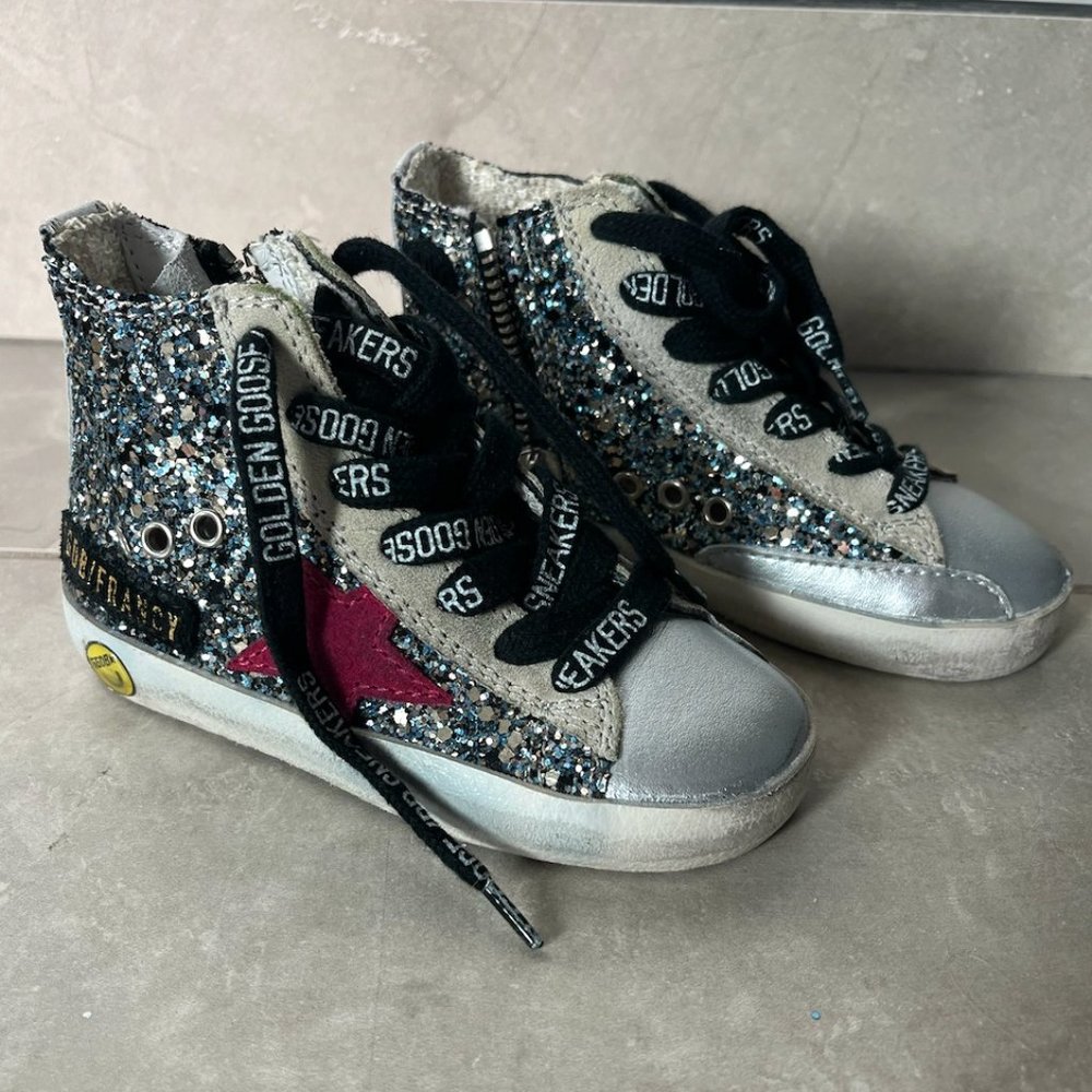 BRAND NEW, NEVER WORN: Golden Goose Kids Silver Glitter High Top Sneaker